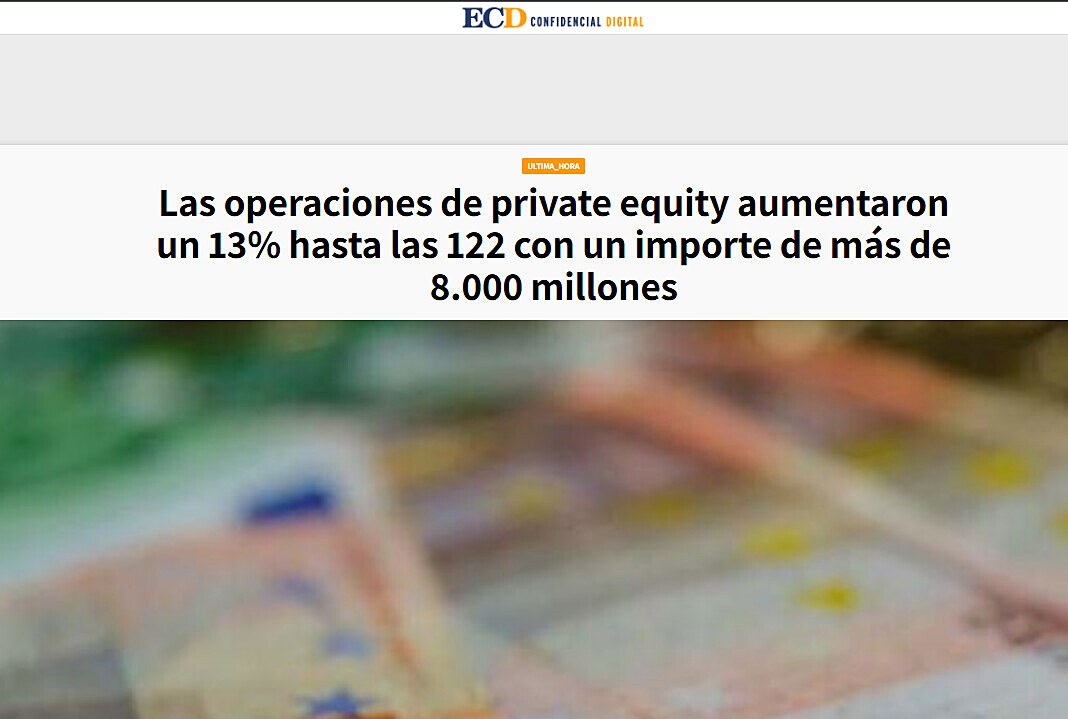 Las operaciones de private equity aumentaron un 13% hasta las 122 con un importe de ms de 8.000 millones